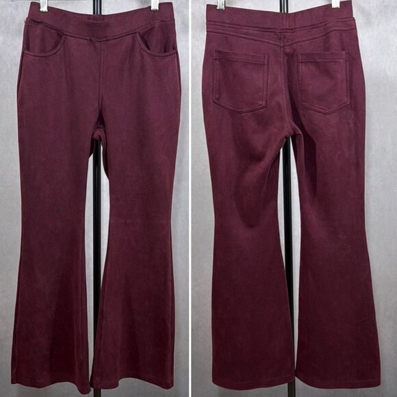Pink Lady Suede/Velvet Feel Flare Pants - Picture 1 of 6
